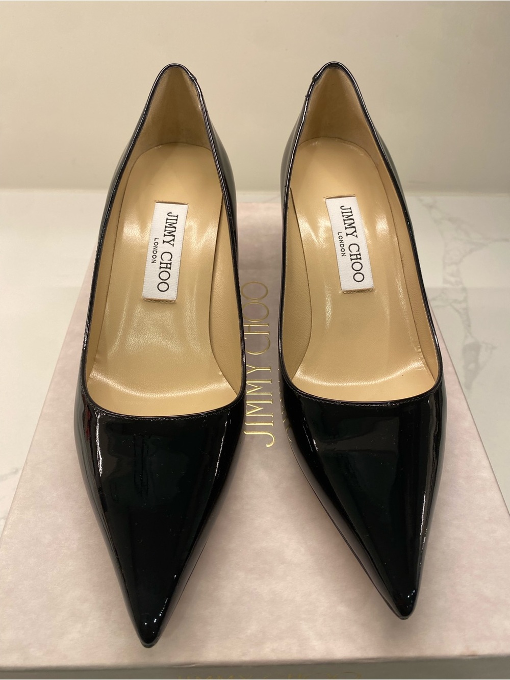 BNIB Jimmy Choo Black Patent Leather Aurora 2.5” Pumps - Picture 2 of 9